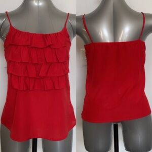 3/$15 frilly red lightweight feminine v neck cami formal office size medium
